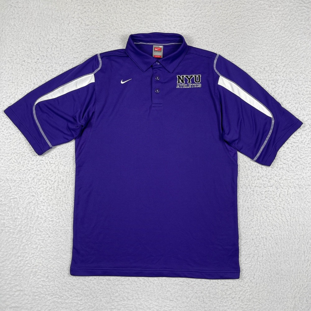 Nike NYU Athletics Polo Shirt Mens Medium Purple New‎ York University Violets